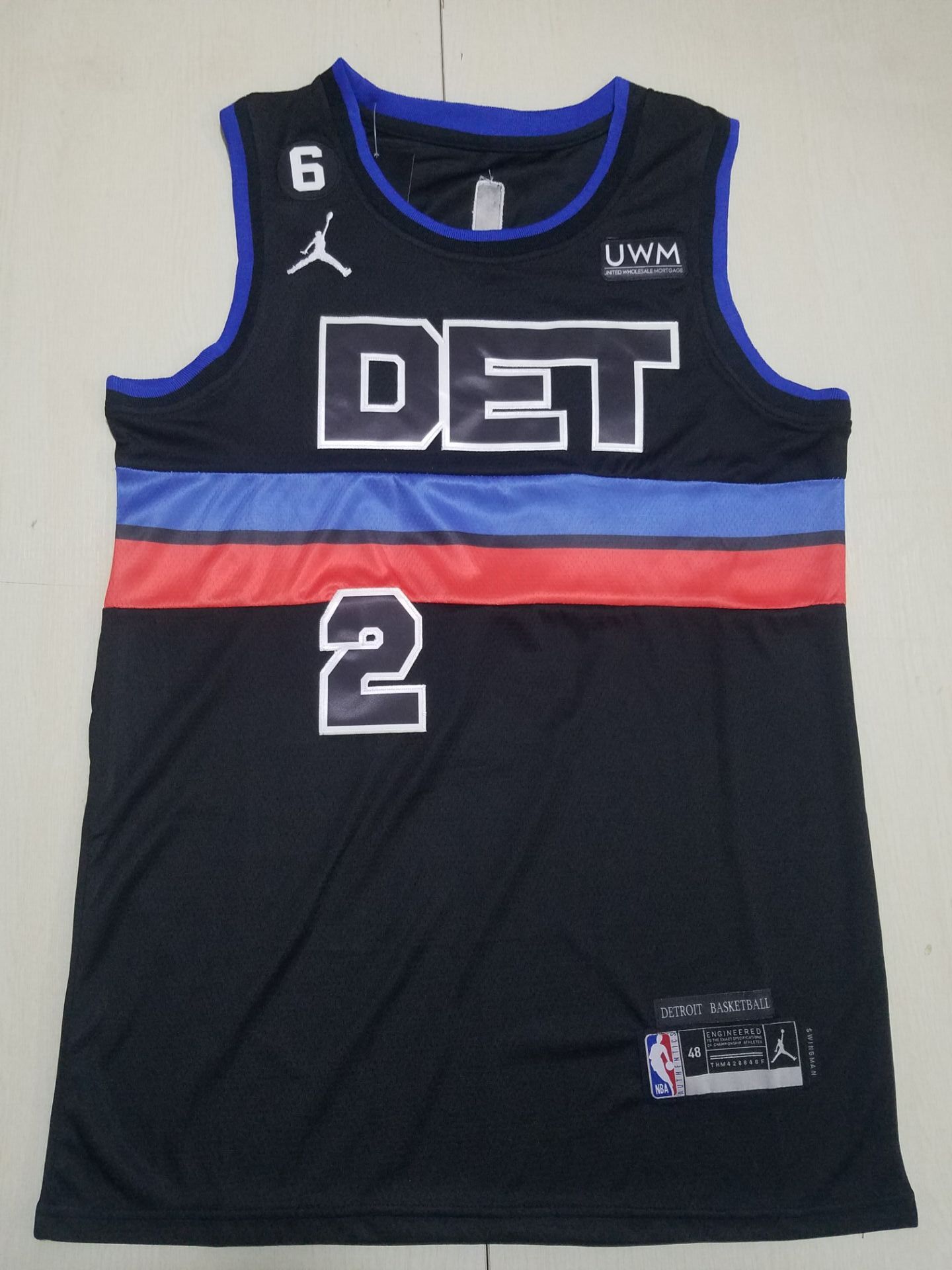 Men Detroit Pistons 2 Cade Cunningham Jordan Brand Black 2022 NBA Jersey